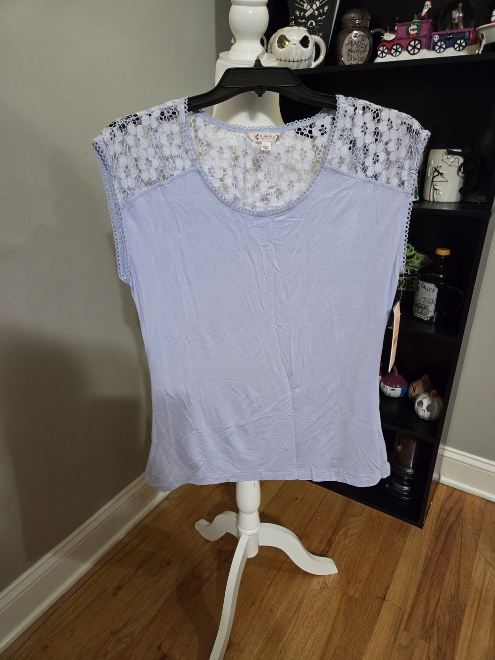 Nanette Lepore Lavender Lace Shoulder Top